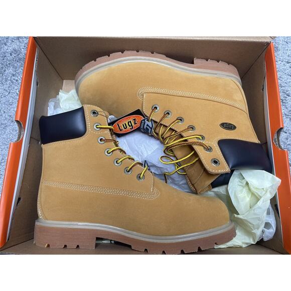 Mens LUGZ Work Boots MDRIF6STWK 7470 Wheat Tan Bark Lined Slip Resist 9.5W